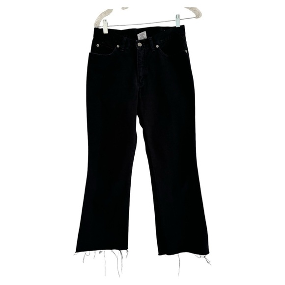 EUNINA Juniors Black Pocketed Pre-Shrunk Cotton Frayed Bootcut Jeans-Size 5 - Picture 1 of 11
